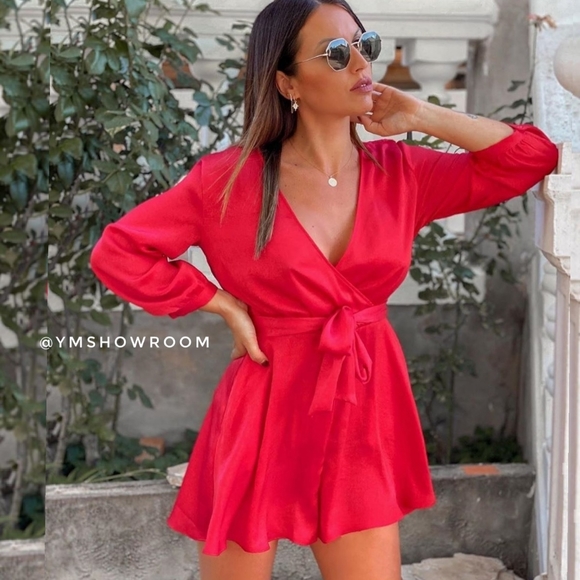 Zara Pants - ZARA Satin belted playsuit